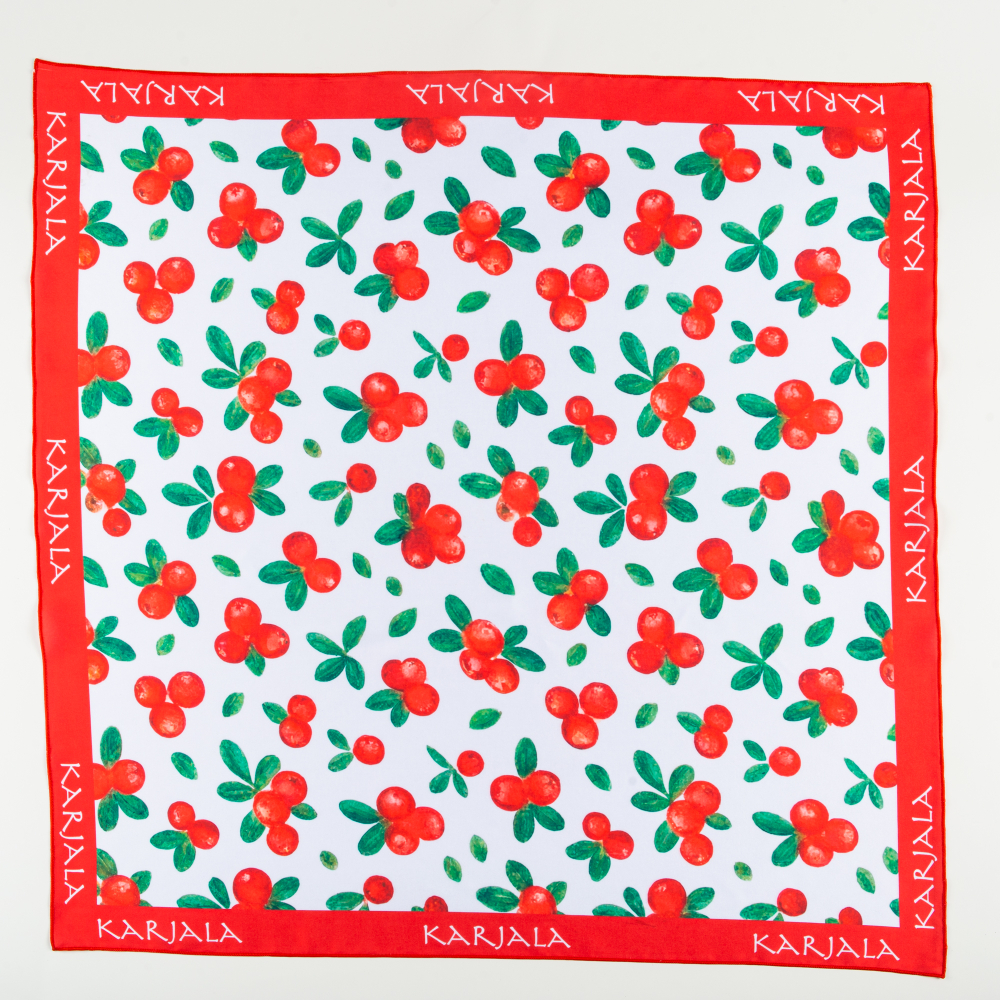 Шейный платок «Карельская брусника», 70×70 см