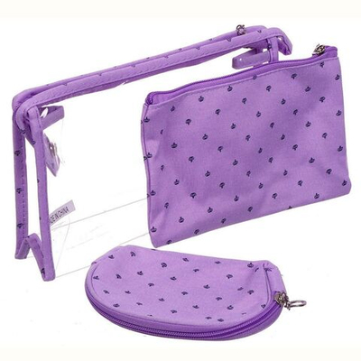 Косметичка 3 шт - 24х8х15, 19х12.5, 11х15 см, Y9-167, прямоуг, молния, сирен