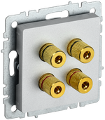 BRITE Аудиорозетка 4-местная РА10-БрА алюминий IEK