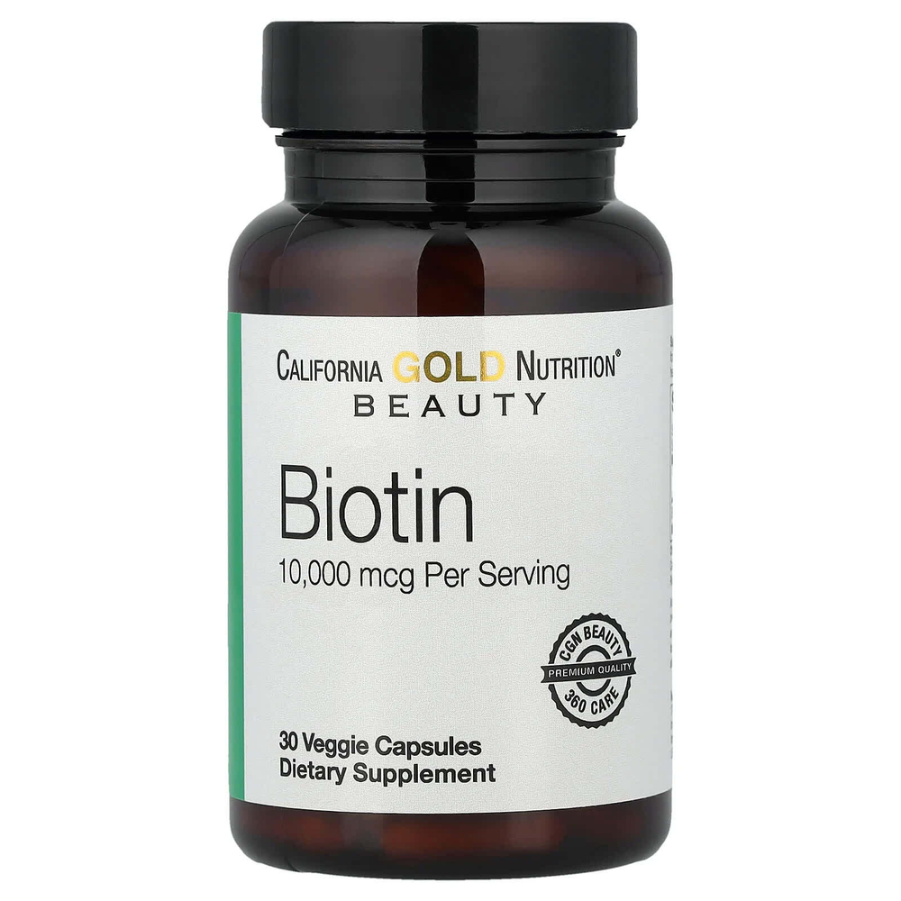 California Gold Nutrition, Биотин, 10 000 мкг, 30 растительных капсул