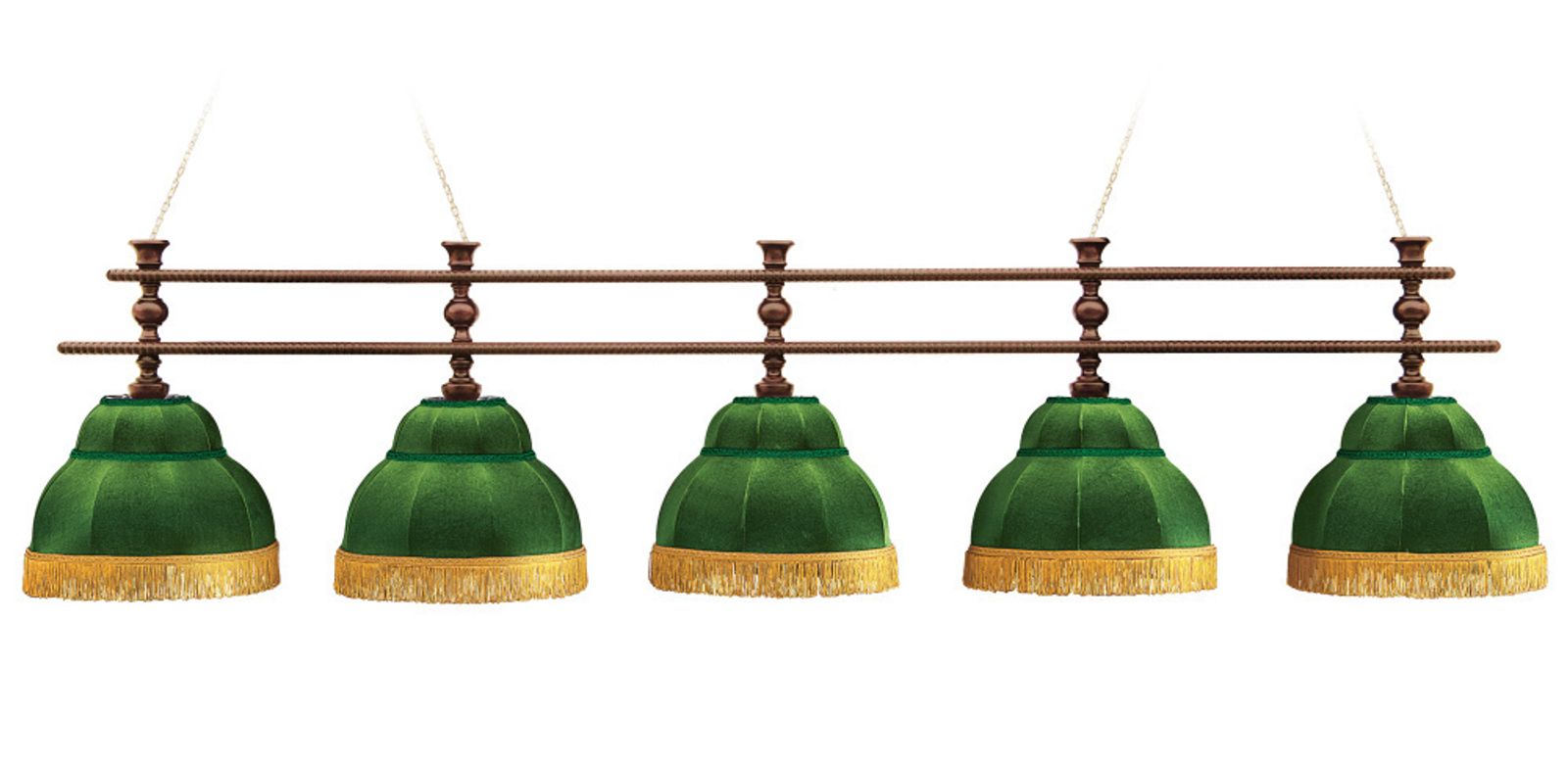 Лампа Аристократ-2 5пл. ясень (№1,бархат зеленый,бахрома желтая,фурнитура золото) фото №1