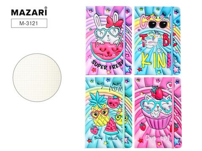 Блокнот 9х14см. 80л. клетка "Sweets 3D" плотность 70г/м2, обложка 7БЦ с эффектом 3D, 4 диз.в ассорт.