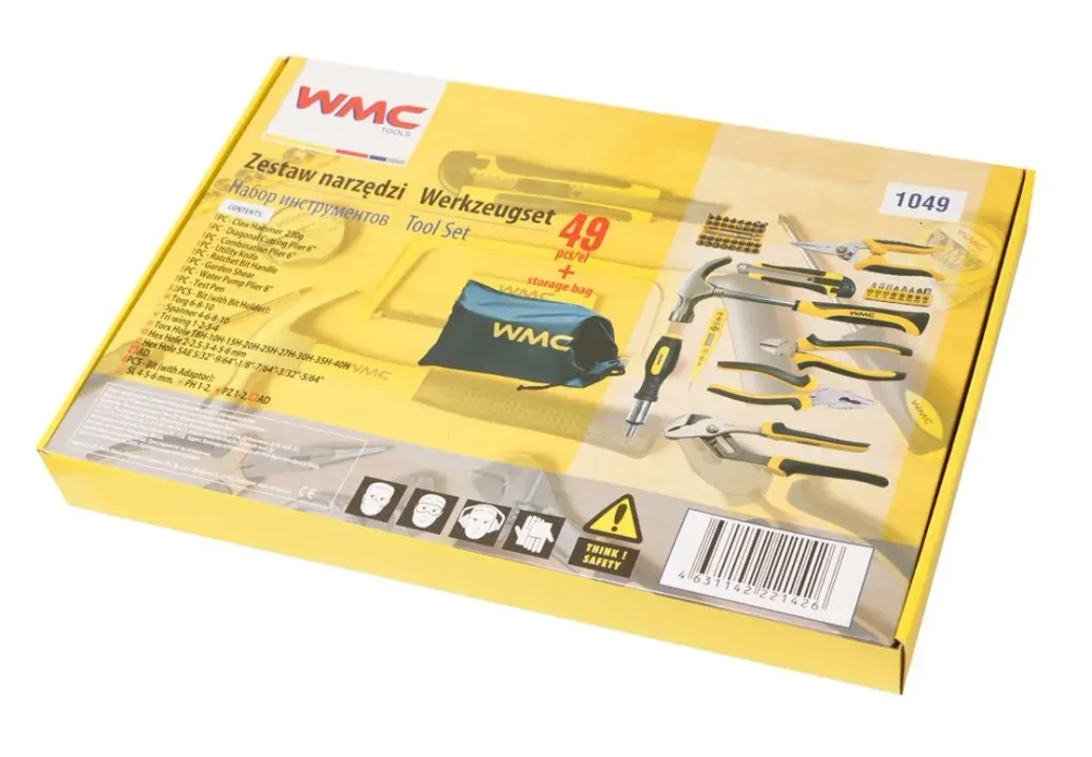 Набор инструмента шарнирно-губцевого и бит 49 пр., в сумке WMC TOOLS WMC-1049