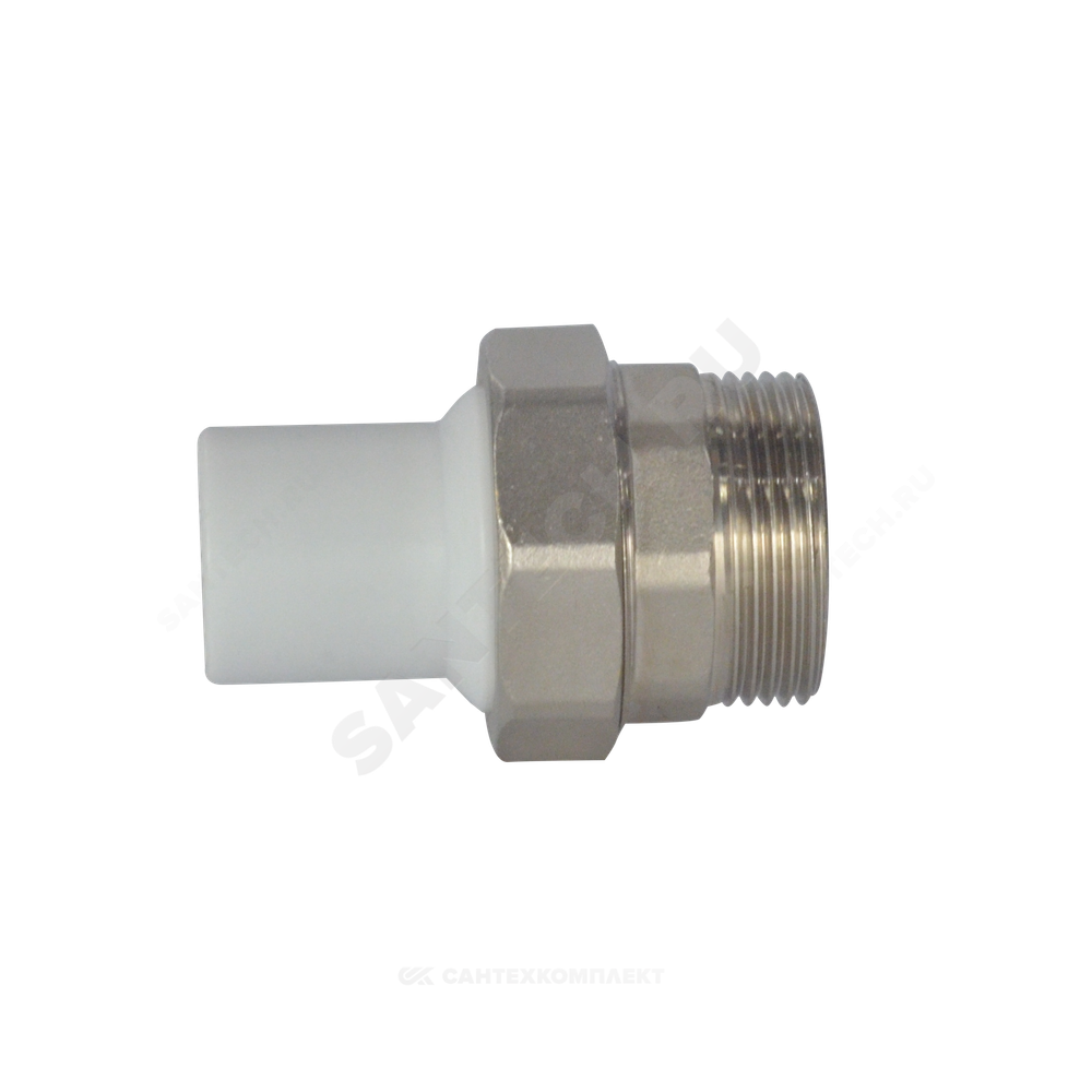Муфта трубная PP-R комбинированная разъемная белая Дн 25х3/4" Ру25 наруж пайка/НР VALFEX 10158020