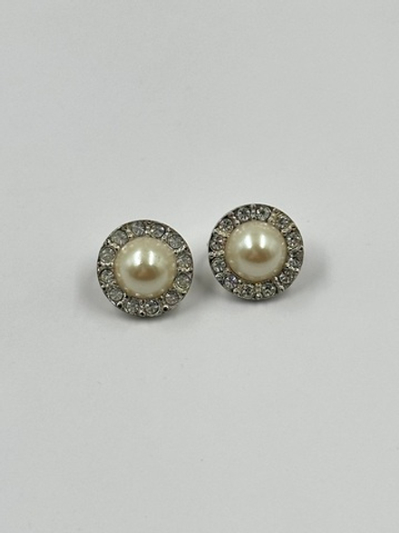 Клипсы с «жемчугом» и кристаллами