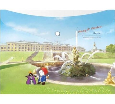 Конверт на кнопке  с рисунком А4 География. Петергорф