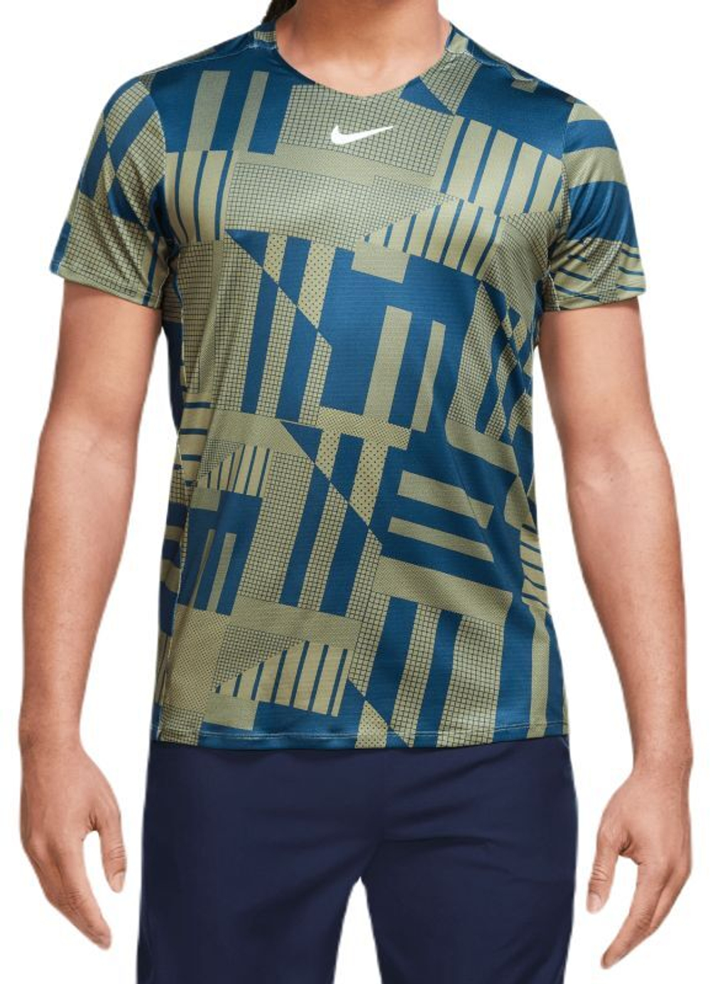 Футболка мужская теннисная Nike Court Dri-Fit Adventage Printed Crew Top - alligator/white