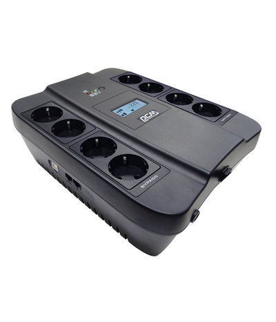 Источник бесперебойного питания Powercom Back-UPS SPIDER, Line-Interactive, LCD, AVR, 750VA/450W, 8xSchuko outlets (4 surge & 4 batt), black (1138691)