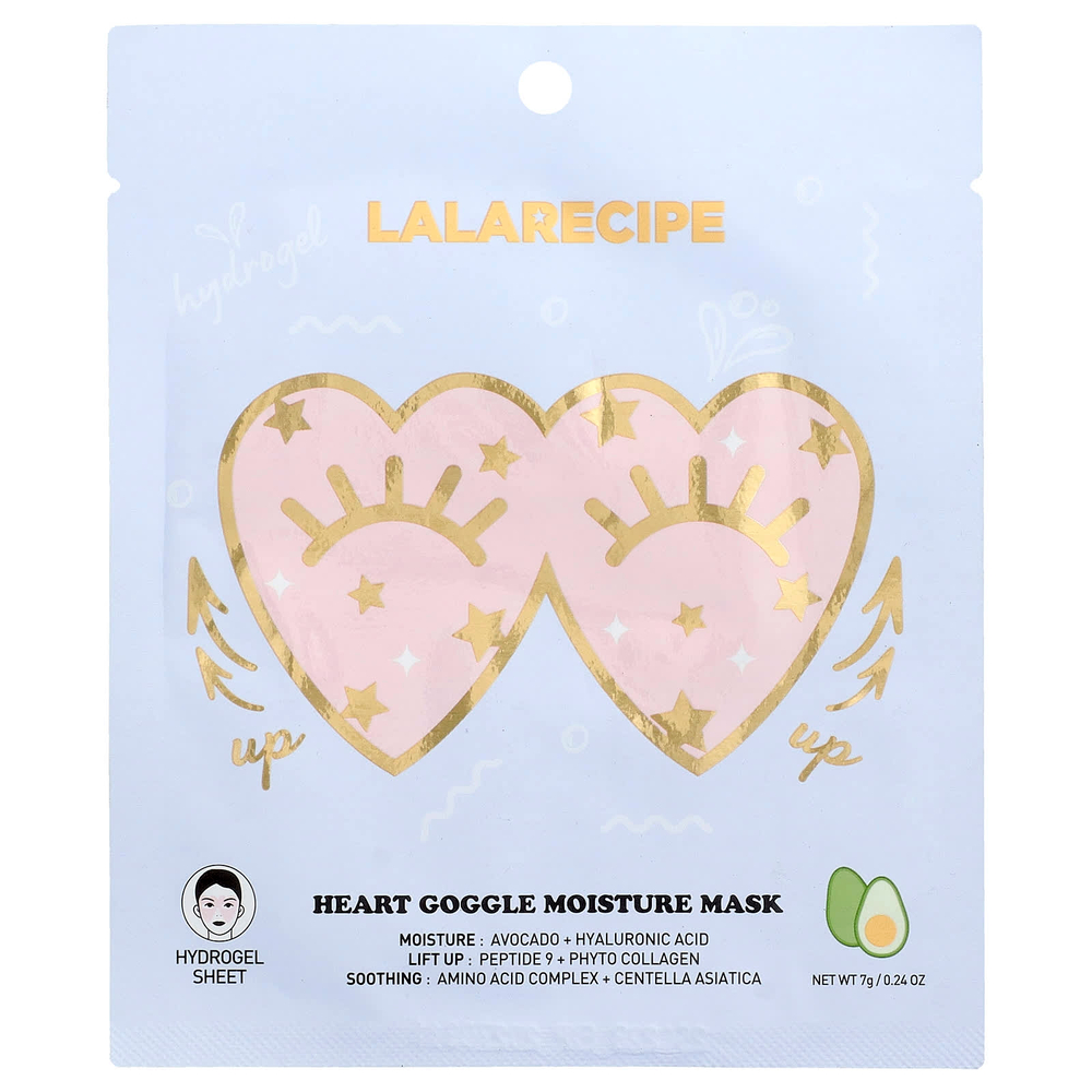 Lalarecipe, Увлажняющая маска с сердцем, Google, 1 тканевая маска, 7 г (0,24 унции)