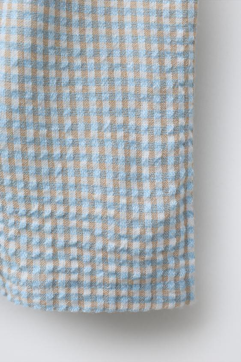 ZARA БРЮКИ ИЗ РЕЛЬЕФНОЙ ТКАНИ В КЛЕТКУ, ПЕСОЧНЫЙ/СИНИЙ