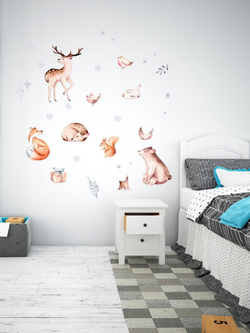 Детские акварельные интерьерные наклейки на стены и мебель