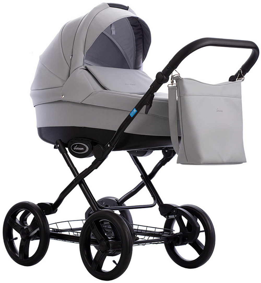 Детская коляска AroTeam Cocoline Prima 3 в 1 с автокреслом Avionaut Cosmo 03 серая кожа