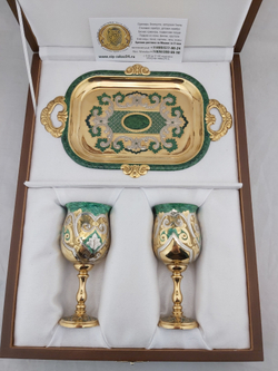 Набор "Малахит" на 2 персоны с эмалью