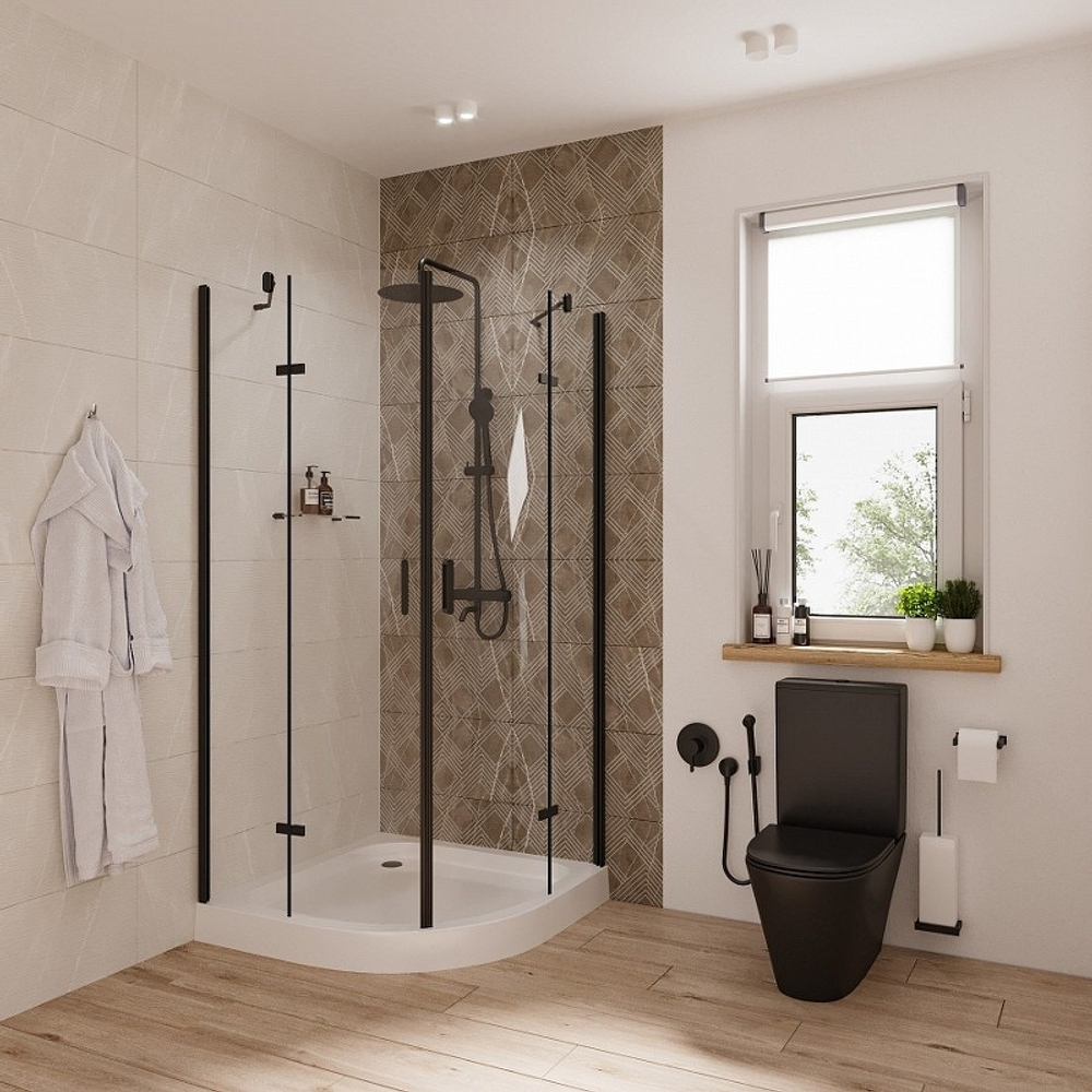 Душевой уголок Niagara Nova NG-6816-08 BLACK 100х100 профиль Черный стекло прозрачное