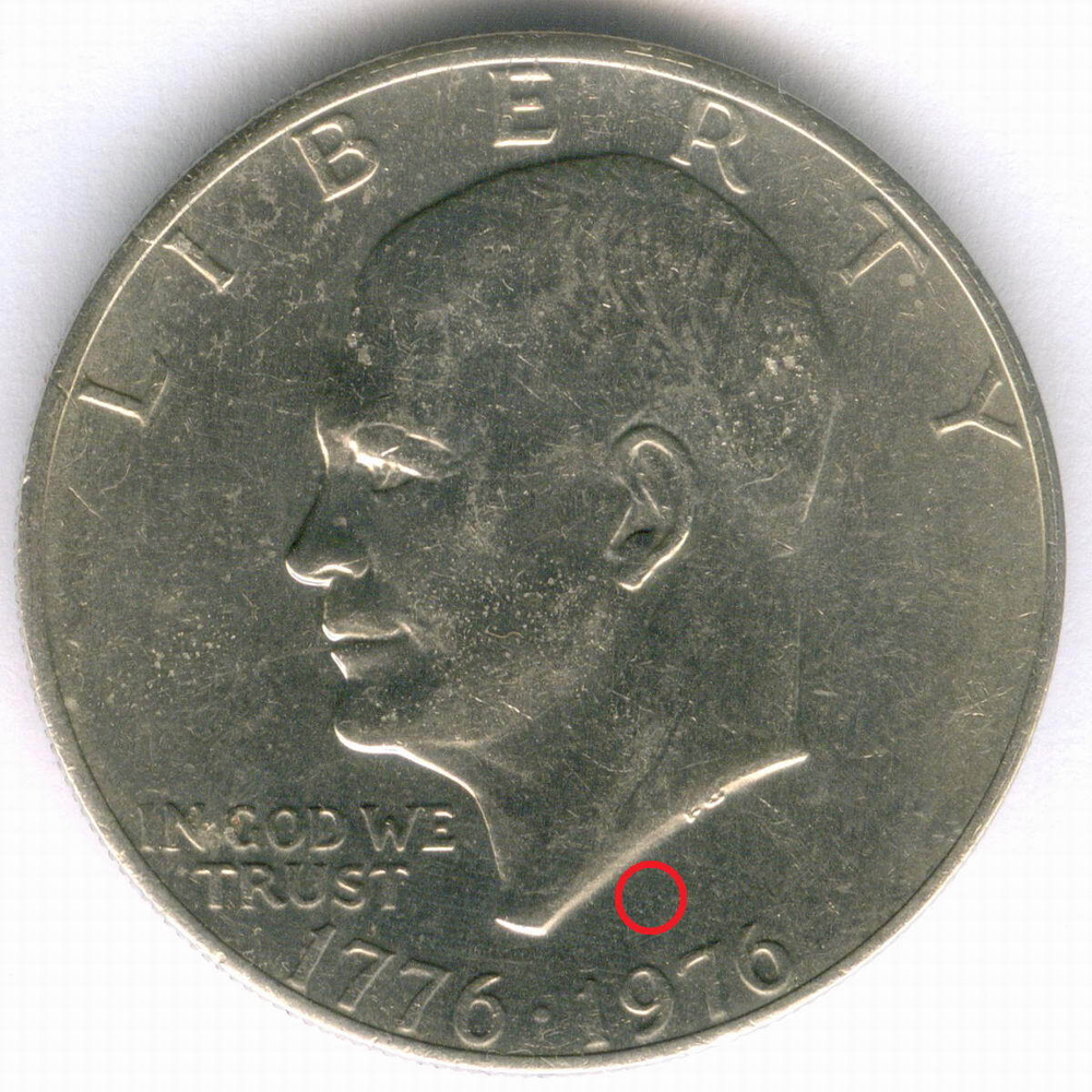 1 доллар 1976 год (без знака - Philadelphia). США. 200-летие Декларации независимости. Медь с медно-никелевым покрытием, диаметр 38.1 мм. XF-