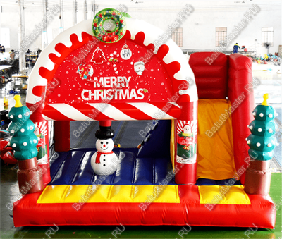 Коммерческий надувной батут "Рождественский" с крышей