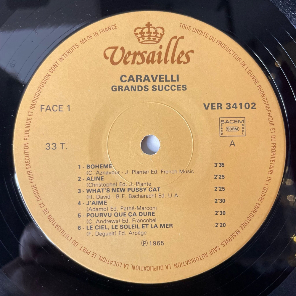 Винтажная виниловая пластинка LP Оркестр Каравелли Caravelli Grands Succes (France 1977)