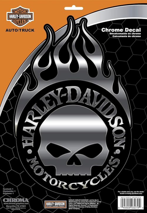Наклейка Flaming Willie G Skull Harley-Davidson