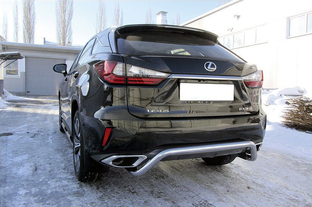 Защита заднего бампера (нержавейка) Lexus RX-350 (2015-2019) d57 скоба