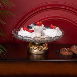 Фруктовница-конфетница Oliva Branch (Олива Бранч) со стеклянной чашей Бронза