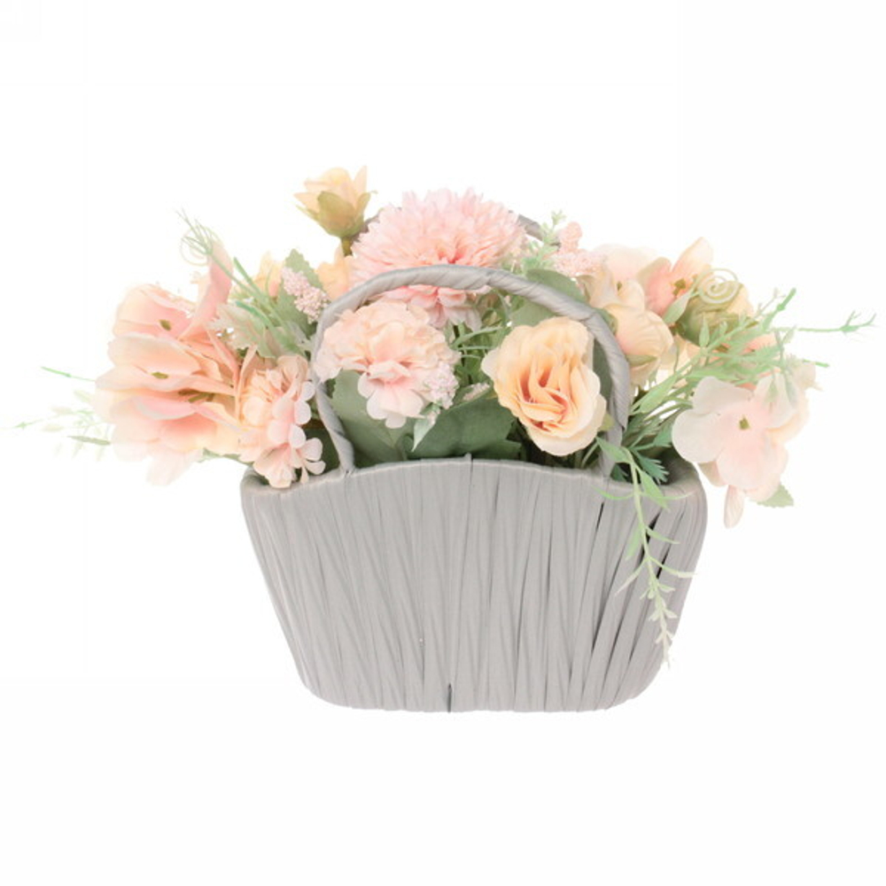 Цветочная композиция «Нежный аромат» 16*10*19см в корзинке, цвет нежно-розовый