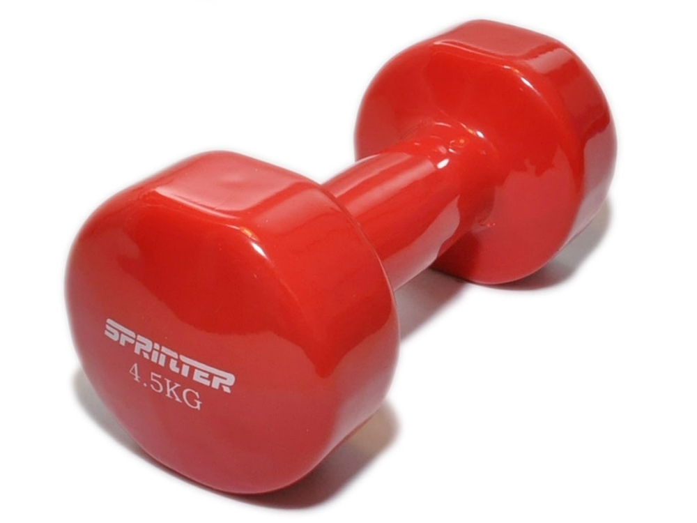 Гантель виниловая SPRINTER. Вес 4,5 кг.  (Красный)
