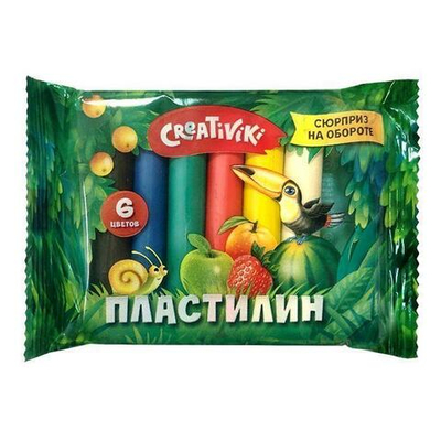 Пластилин 6 цветов, 60 гр, без стека (Creativiki)