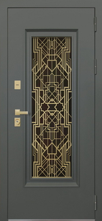 Стальная дверь "Изумруд" с окном и лазерной резкой (терморазрыв 3к)