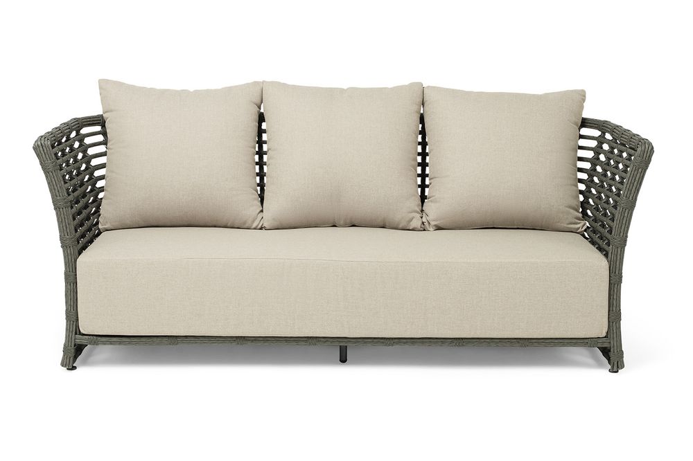 "Валенсия" диван из искусственного ротанга трехместный, цвет серый