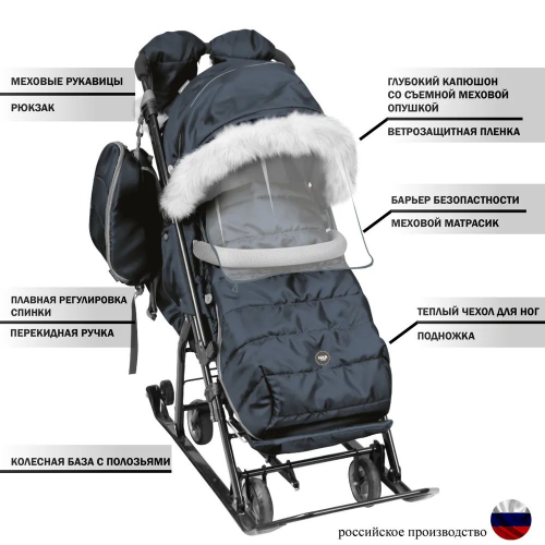 Санки-коляска Ника НД7-5SK/6 графитовый