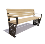 Скамейка стальная "Ромашка" лиственница 1,2м, лак