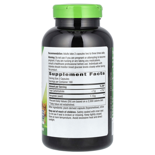 Nature's Way, семена пажитника, 320 веганских капсул (565 мг в 1 капсуле)