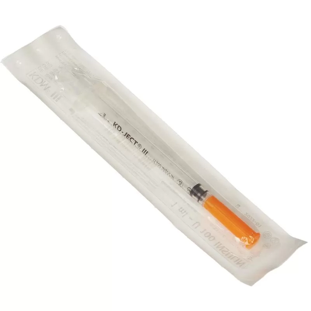 Шприц трехкомпонентный 1 мл 0,33х12,7 мм интегрированная игла 100 шт