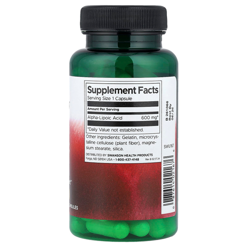 Swanson, Альфа-липоевая кислота, 600 мг, 60 капсул