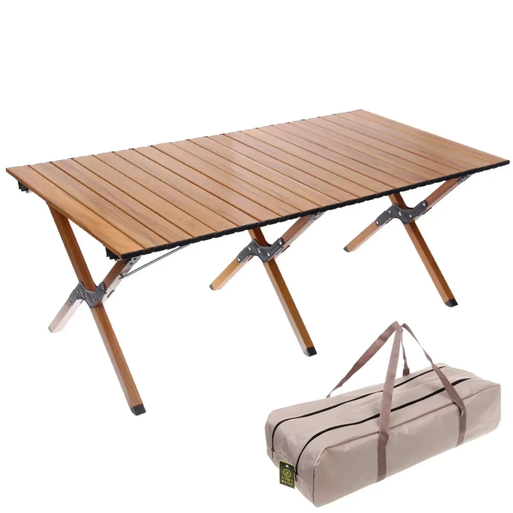 Стол кемпинговый складной DC-5003, 114*59*43 см, цвет: светлое дерево, каркас алюминий, ТуристМастер