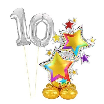 Композиция серебрянные звезды с цифрами