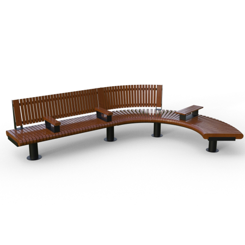 Скамейка Rail Road 01 Long с поворотом и подлокотниками