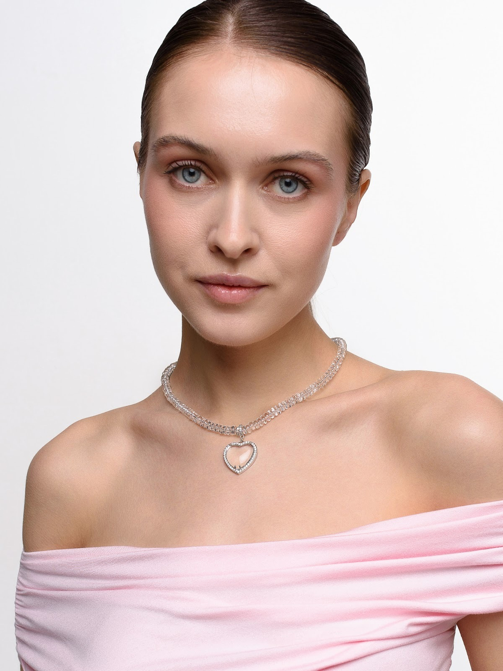 Колье "Glow" из горного хрусталя Silver