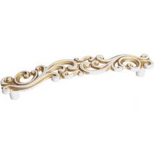 Ручка-скоба 128мм, отделка молочная с золотой патиной