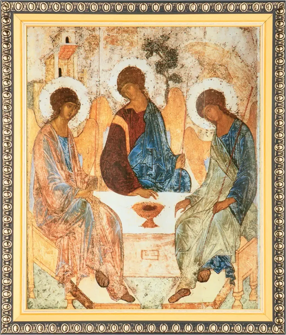 Икона "Святая Троица" (стар. образ) 15х18 в раме 18х21