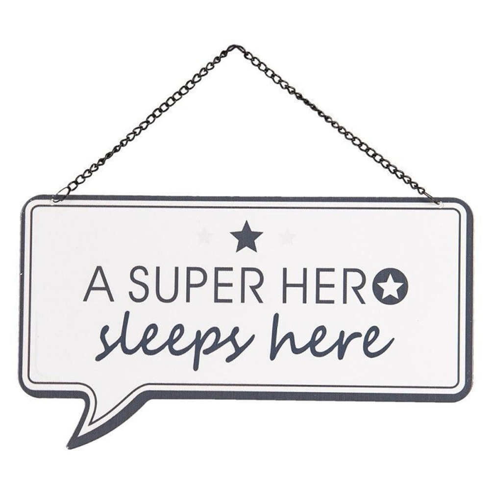 Табличка "Здесь спит супер герой" 24x1x14см Металл