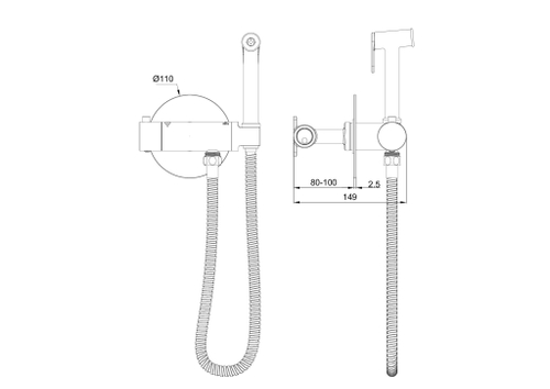 Смеситель с гигиеническим душем и термостатом встраиваемый WONZON & WOGHAND, Брашированное золото (WW-88819902-BG)