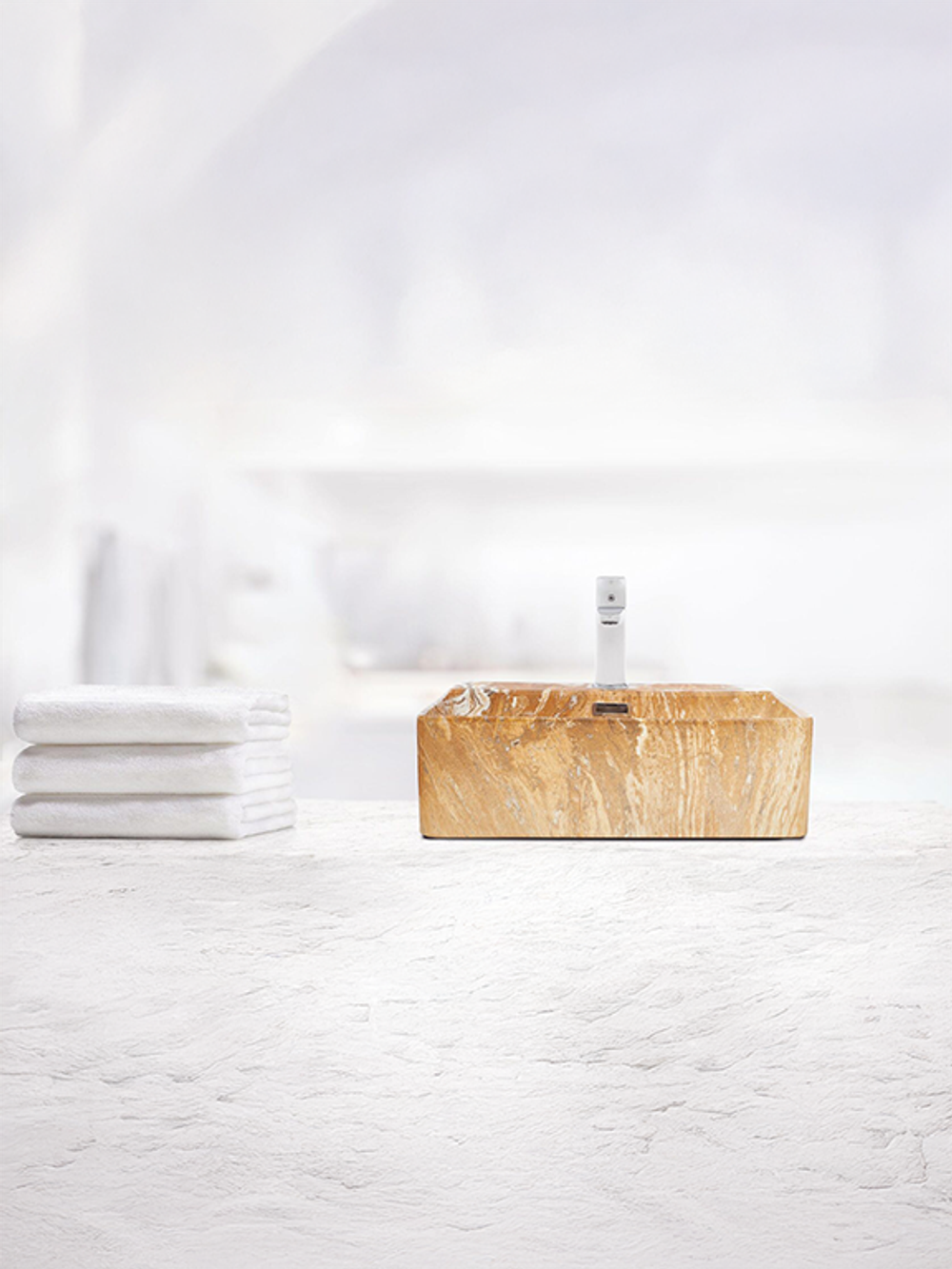 Раковина накладная (мрамор черная с белым) WeltWasser WW  ELBACH 2177 M846 420х420х120