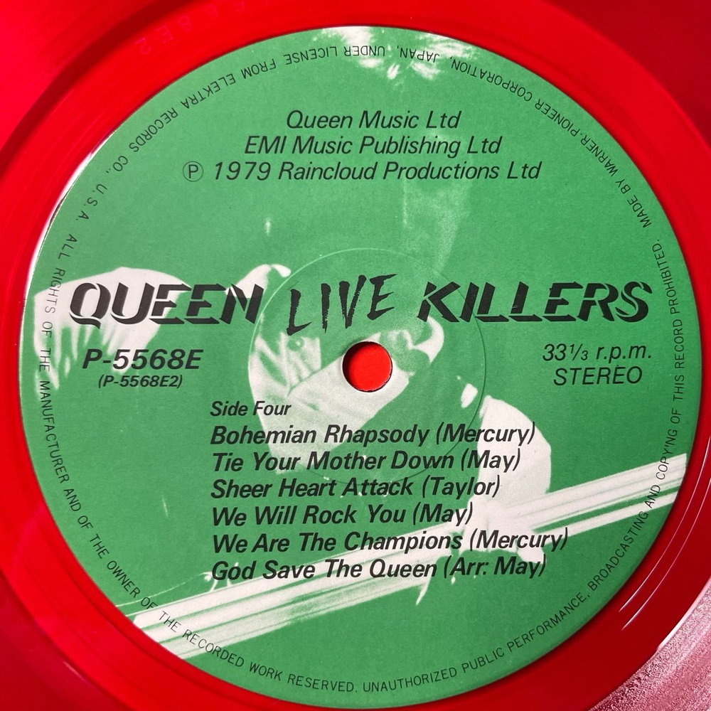 Винтажная виниловая пластинка LP Queen Live Killers (Japan 1979) (No Obi) (Grenn and Red Vinyl) We Will Rock You