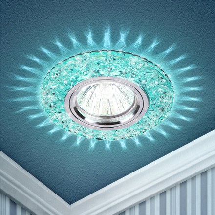 Светильник встраиваемый cо светодиодной подсветкой ЭРА DK LD4 BL/WH под лампу MR16 GU5.3 голубой