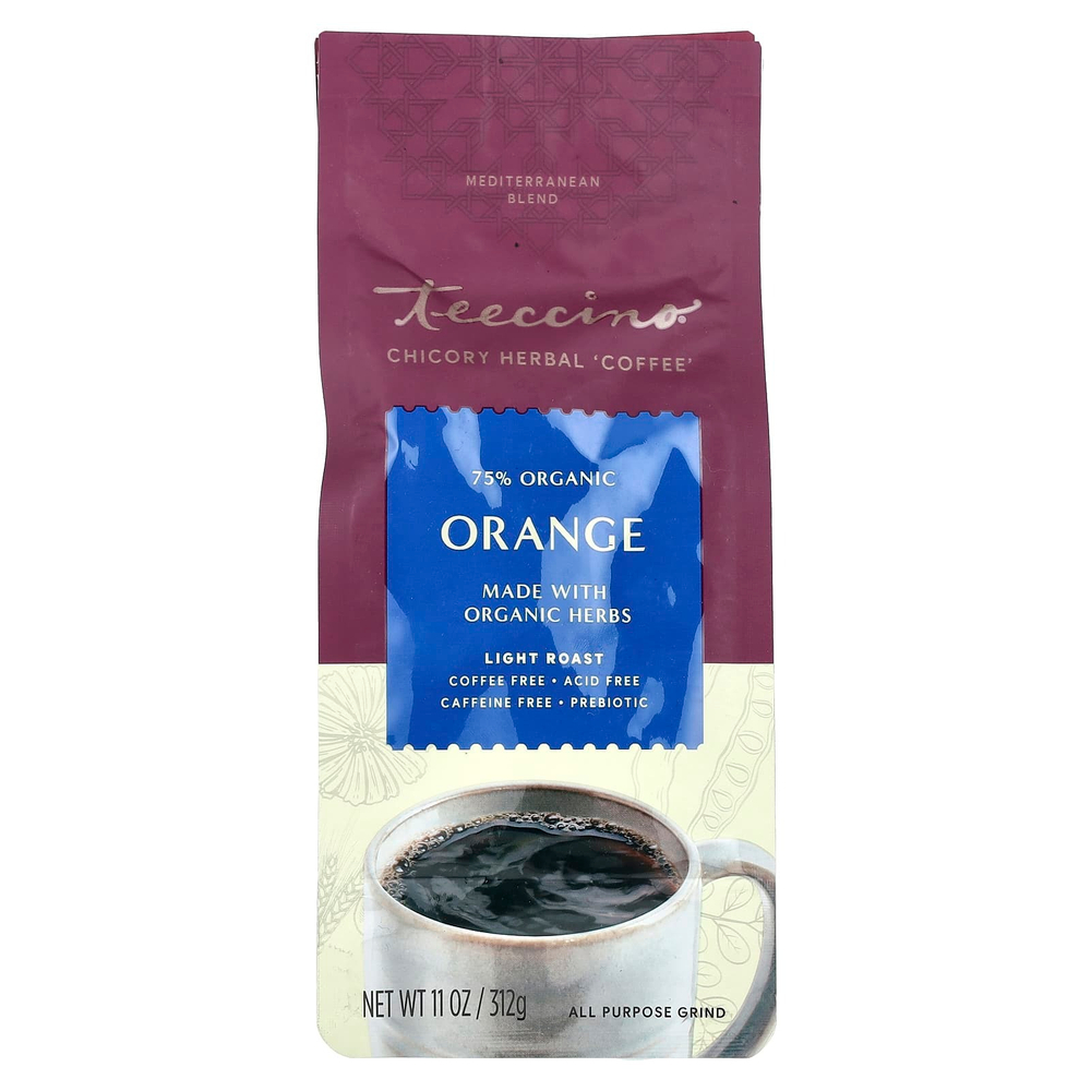 Teeccino, травяной кофе из цикория, апельсин, легкая обжарка, без кофеина, 312 г (11 унций)