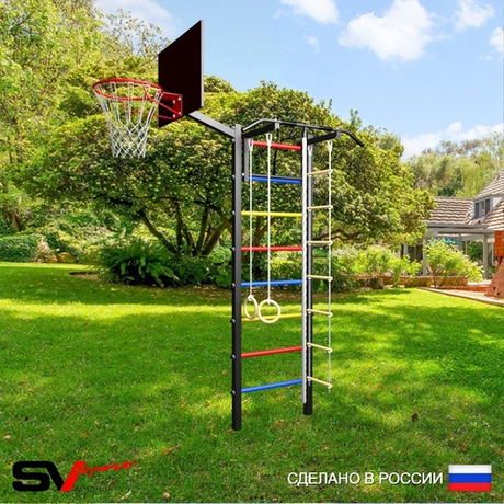 Уличная шведская стенка Sv Sport У402К (Турник/Канат/кольца/лестница/Щит баскет)