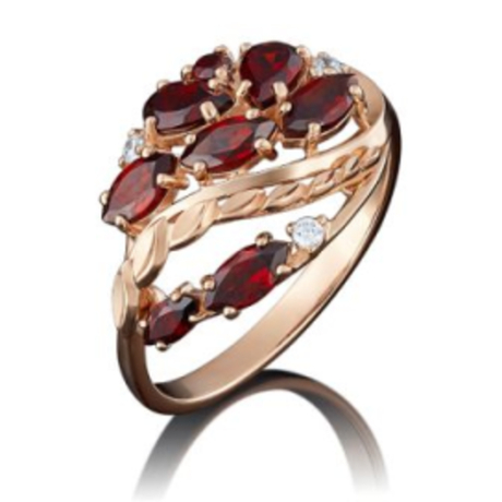 Кольцо из золота с гранатами