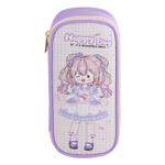 Пенал - косметичка Alingar, ПВХ/ткань, молния, 1 откидная планка, 210 х 90 х 45 мм, "Happy Day" девочка, микс (розовый, фиолет, св-роз), европодвес