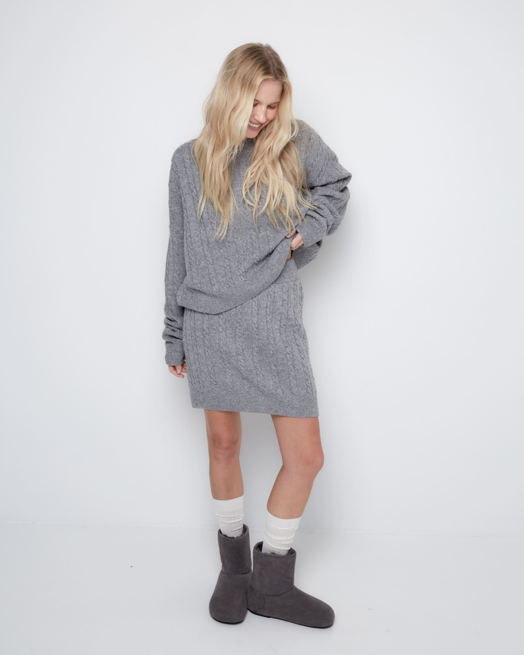 Джемпер из смесового кашемира косы светло-серый